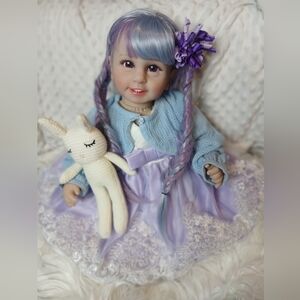 Realistic Doll Reborn Style Baby Girl Mermaid Dress Alternative Purple Blue Hair